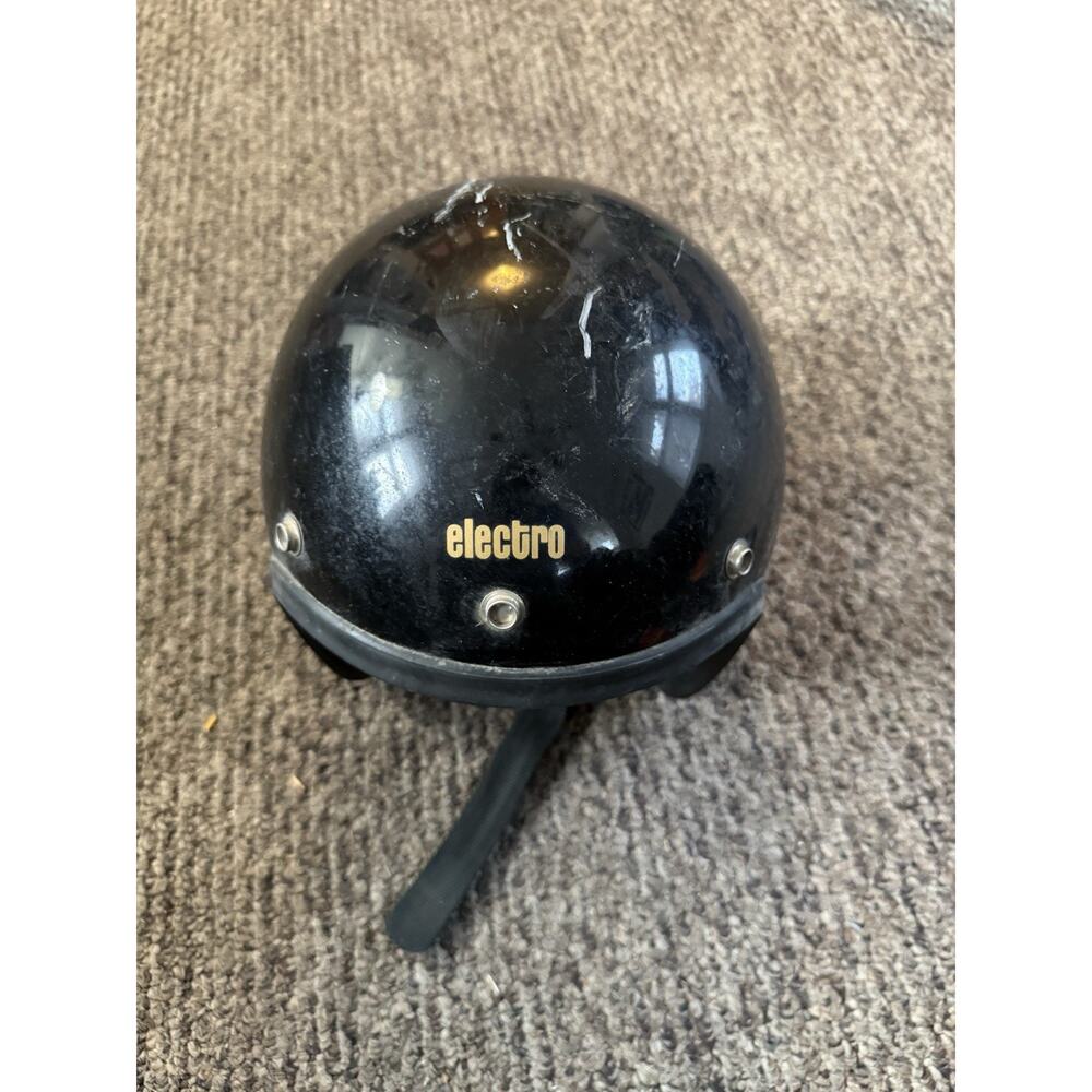 Vintage Electro Tour Series Black Motorcycle Helmet Half Open Face 1970s Retro